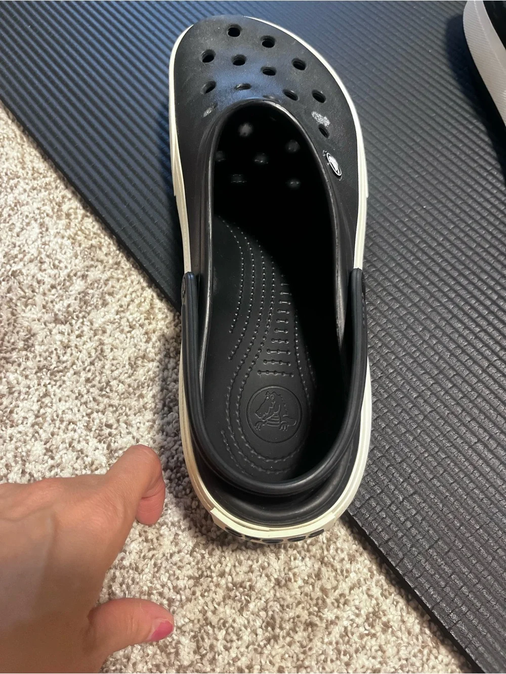 Crocs Crocband Platform Clogs Black White Men’s Size 13 Slip On Comfort Shoes